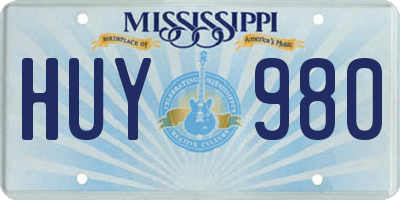 MS license plate HUY980