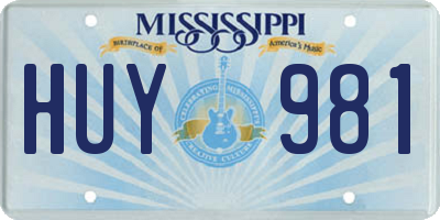 MS license plate HUY981