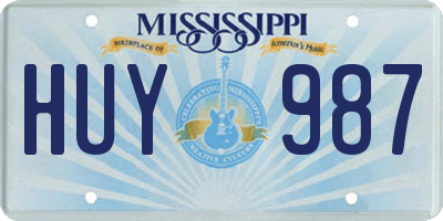 MS license plate HUY987