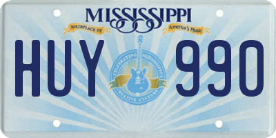 MS license plate HUY990