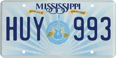 MS license plate HUY993