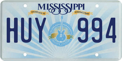 MS license plate HUY994
