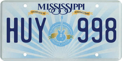MS license plate HUY998
