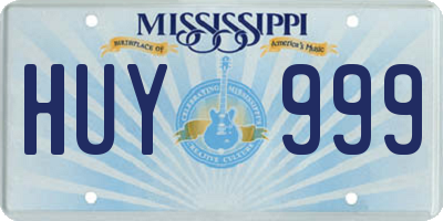 MS license plate HUY999
