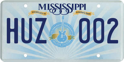 MS license plate HUZ002