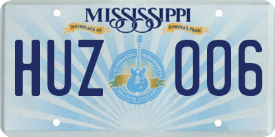 MS license plate HUZ006