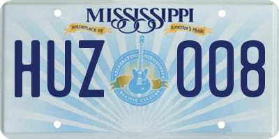 MS license plate HUZ008