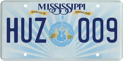 MS license plate HUZ009
