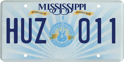 MS license plate HUZ011
