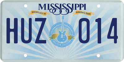 MS license plate HUZ014