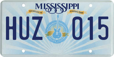 MS license plate HUZ015