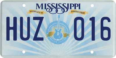 MS license plate HUZ016