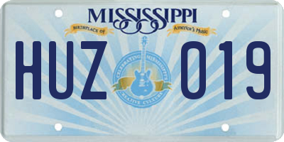 MS license plate HUZ019