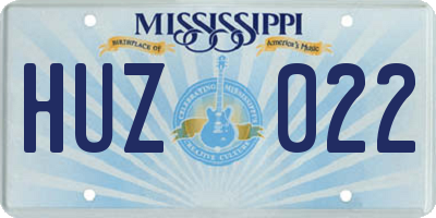 MS license plate HUZ022