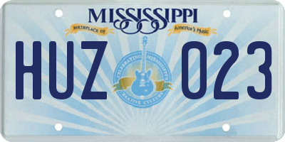 MS license plate HUZ023