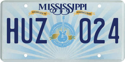 MS license plate HUZ024