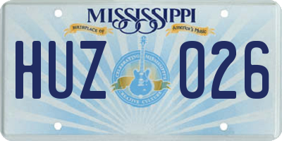 MS license plate HUZ026