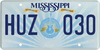 MS license plate HUZ030