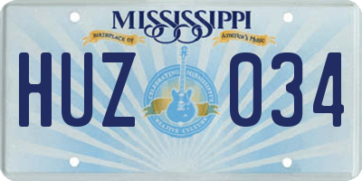 MS license plate HUZ034