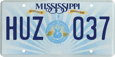 MS license plate HUZ037