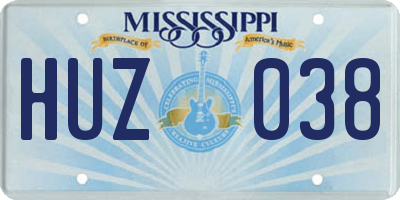 MS license plate HUZ038