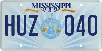 MS license plate HUZ040