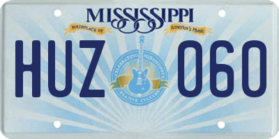 MS license plate HUZ060