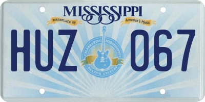 MS license plate HUZ067