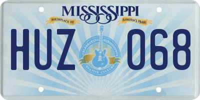 MS license plate HUZ068