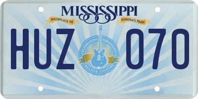 MS license plate HUZ070