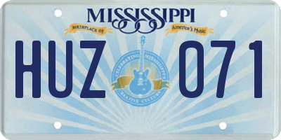 MS license plate HUZ071