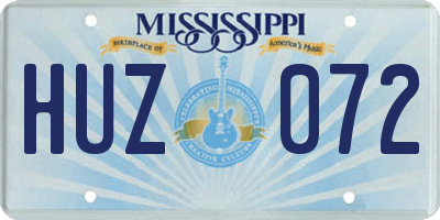 MS license plate HUZ072