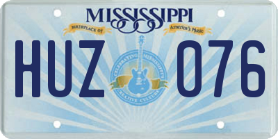 MS license plate HUZ076