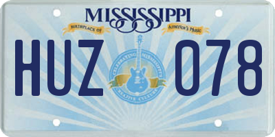 MS license plate HUZ078