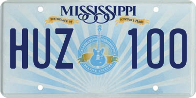 MS license plate HUZ100