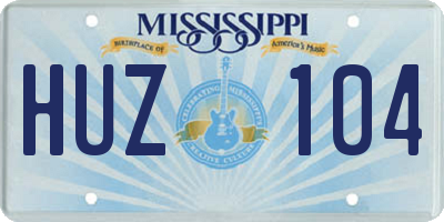 MS license plate HUZ104