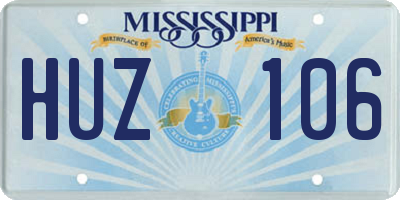 MS license plate HUZ106