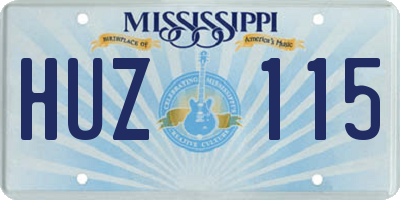 MS license plate HUZ115