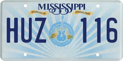 MS license plate HUZ116