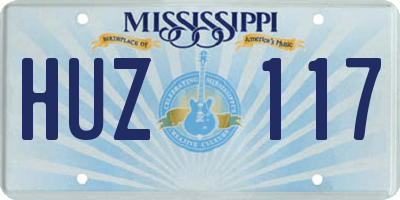 MS license plate HUZ117