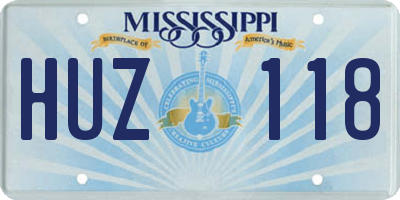 MS license plate HUZ118