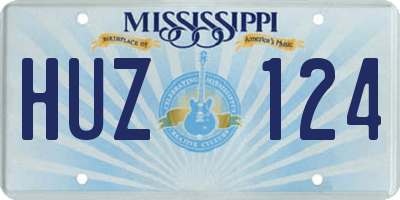 MS license plate HUZ124
