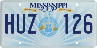 MS license plate HUZ126