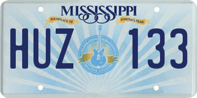 MS license plate HUZ133
