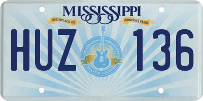 MS license plate HUZ136
