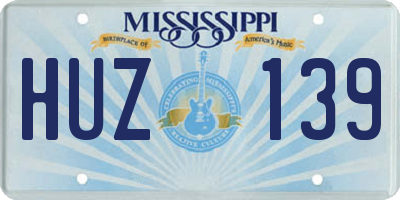 MS license plate HUZ139