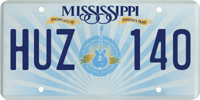 MS license plate HUZ140