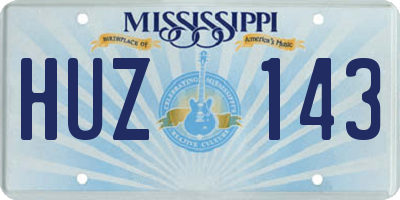 MS license plate HUZ143