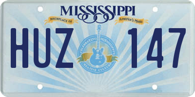 MS license plate HUZ147