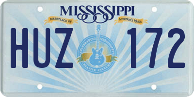 MS license plate HUZ172